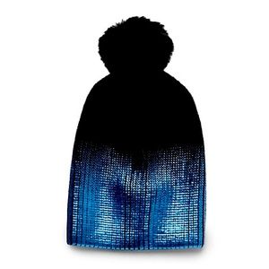 Jocelyn Faux Fur Pom Metallic Ombré Knit Hat